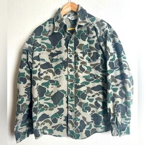 vintage • duxbak camo hunting shirt long sleeve button down 1960s long sleeve